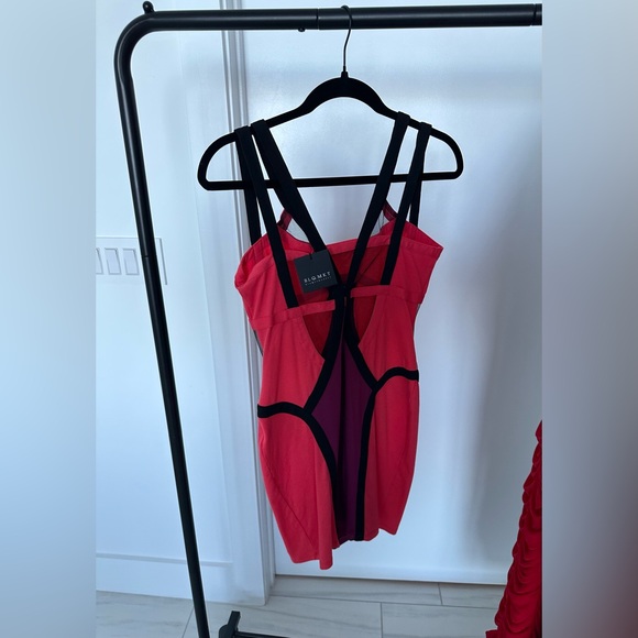 NWT | Nasty Gal Blaque Market Color-Block Dress | Coral, Burgundy, & Black | L - Picture 2 of 3